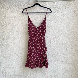 Free People All My Love Wrap Slip Dress in burgundy floral